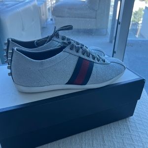 Gucci Bambi Glitter Stud Silver Sneakers